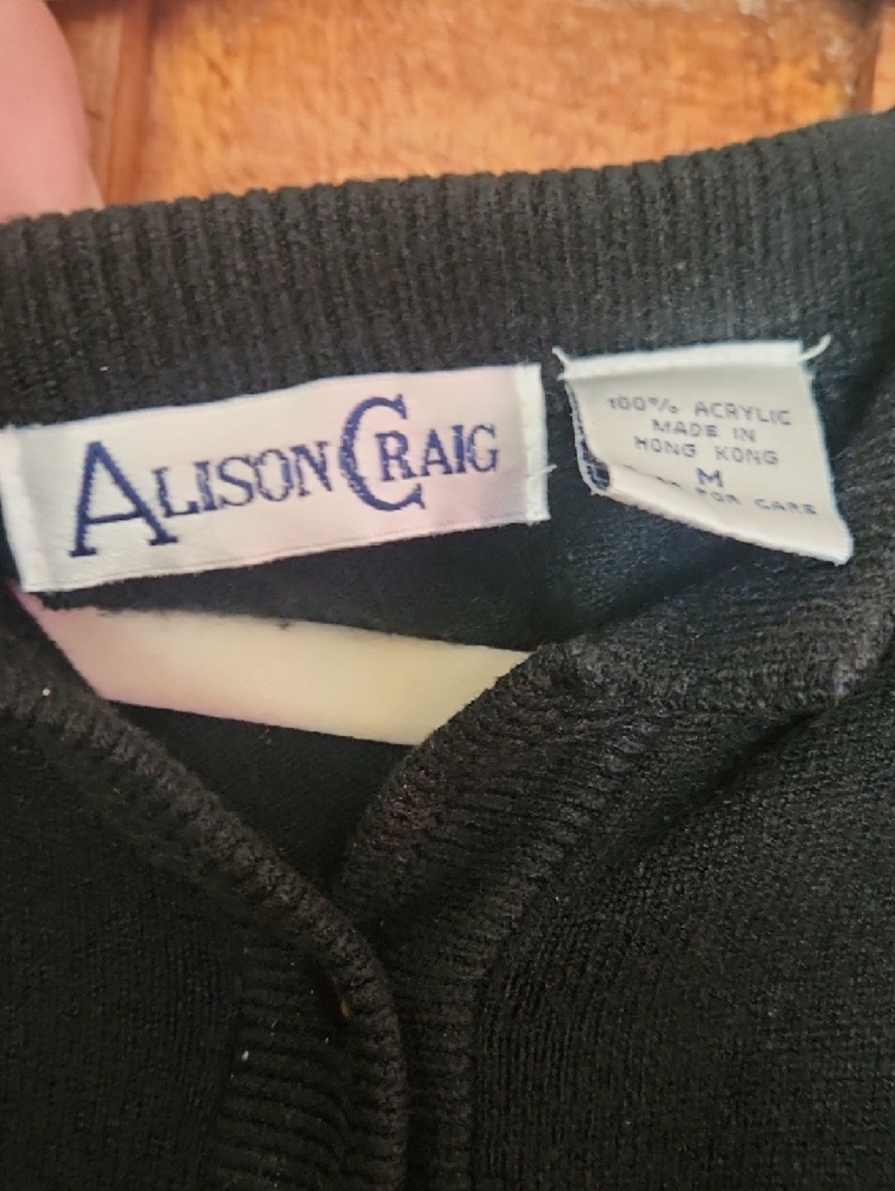 Classic Black Button-Front Women's Cardigan Sweater - Picture 2 of 3